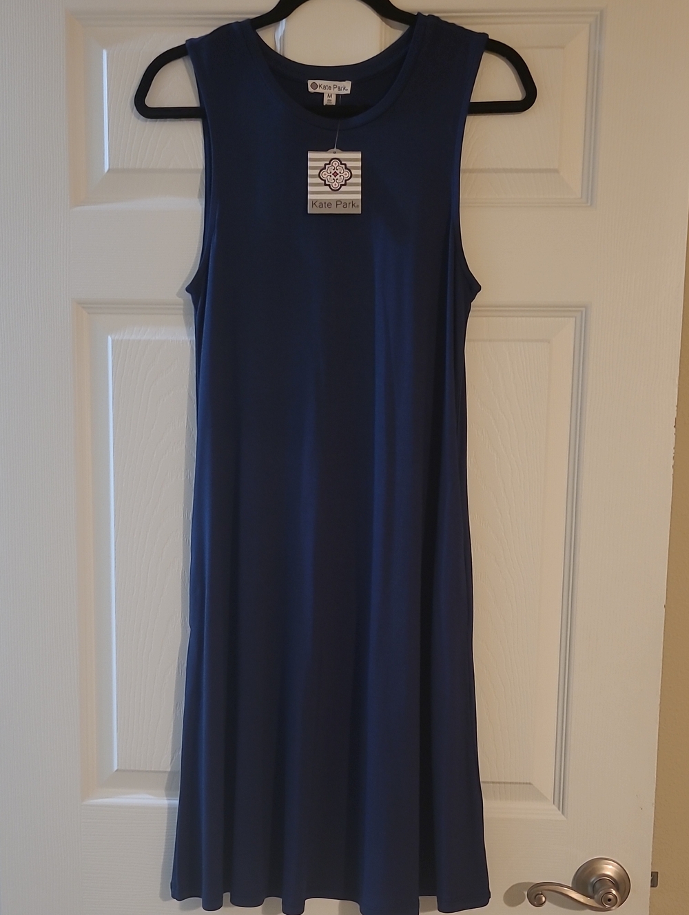 Kate Park Sleeveless A-Line Midi Dress in Deep Blue Size M